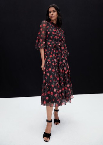 Phase Eight Lela Floral Textured Dress Black/Multicolor Canada | QCEPLS-537